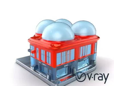 Futuristic Urban Module with Transparent Domes model pack Low-poly 3D model