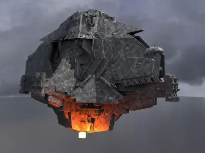 Hell scape Sci-fi Obelisk Ship 2 3D model