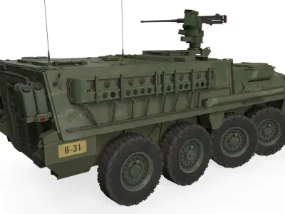  Stryker M1126 Infantry Carrier Vehicle Green Rigged 