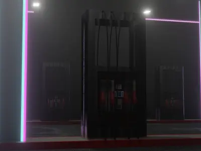 Gas station Cyberpunk Style Free low-poly 3D model