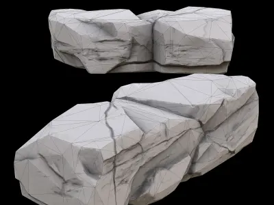 Stlized Rock Model  Low-poly 3D model
