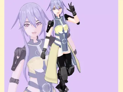Cybernetic Anime High Poly Model - Type 01 3D model
