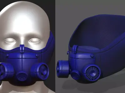 Gas mask respirator scifi futuristic 3d  Low-poly 3D model 5
