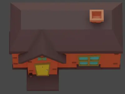 House cartoon with door 3D model