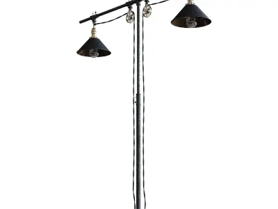 Double Industrial Style Floor Lamp 3D model