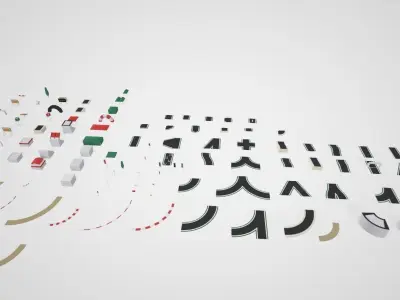 module road cartoon Low-poly 3D model