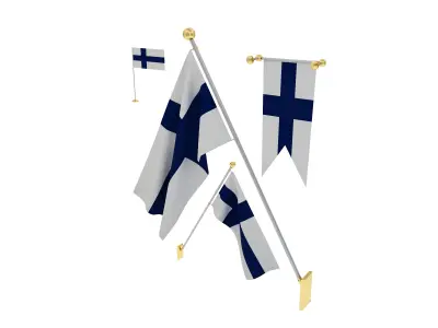 Flags of Finland 3D model