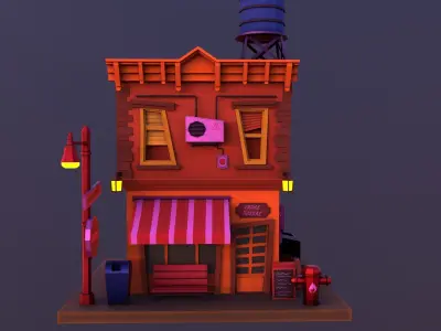 Stylize Market Scene Game Ready 3D model
