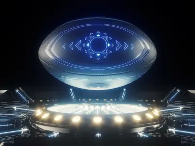 Futuristic Rugby Ball and Stage 3D model