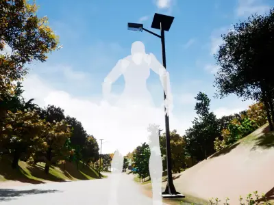 Solar Panel Street Lamp Free low-poly 3D model