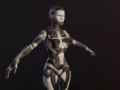 Sci-Fi robot Low-poly 3D model