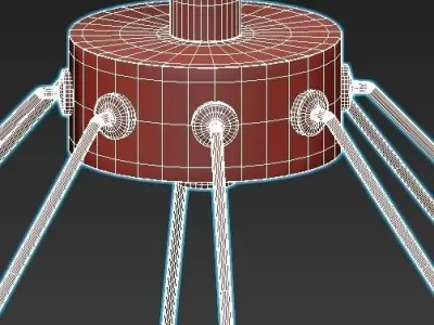 nadin chandelier with six glass shades and gold accents 3D model