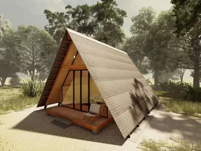 Modern A- Frame Cabin House 3D Low-poly 3D model