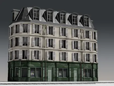 3 Piece Parisian Apartment Building Free 3D model