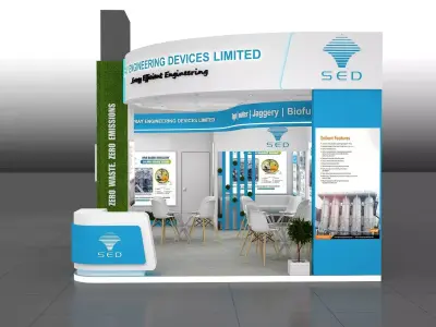 9mtr x 5mtr expo stall 2 side open Exhibition Stand Design Low-poly 3D model