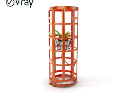 Rustic Metal Plant Stand Model Pack Low-poly 3D model