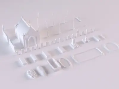 Cemetery collection set of figurines and statues 3D model