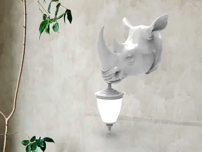 Rhinoceros Wall Lamp 3D print model