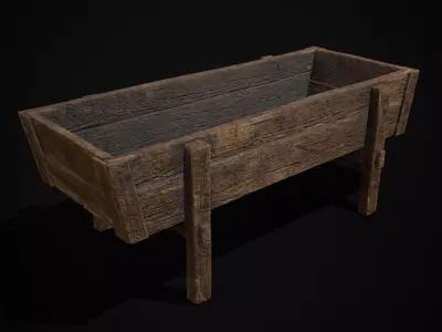 Wooden Trough Low-poly 3D model
