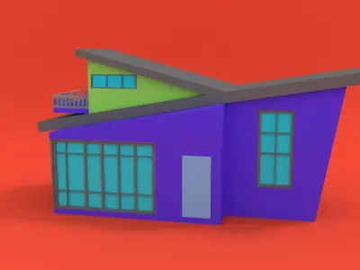 Modern Low poly 3d House Low-poly 3D model