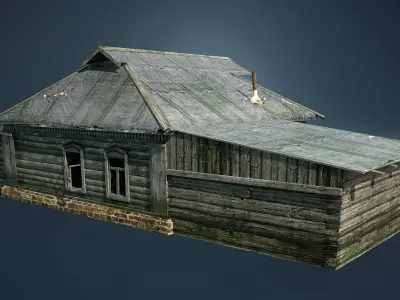 Abandoned Russian Village Collection Low-poly 3D model