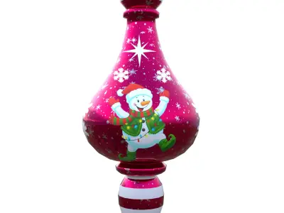 Charming Snowman Red Holiday Bauble 3D Model PBR Only Quad Low-poly 3D model