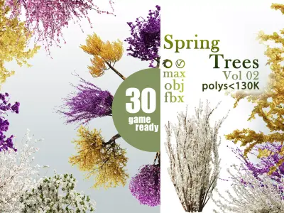 30 Spring Trees VOL 02 Low-poly 3D model