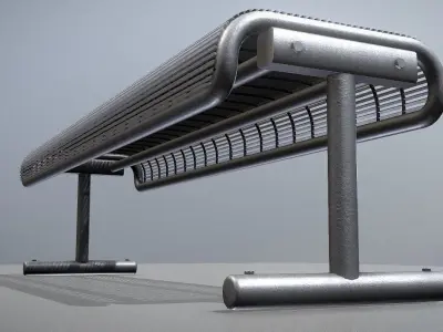  Modern Metal Lattice Bench Low and High Poly  3D Model Pack