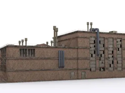 Factory building Low-poly 3D model