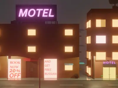 LOW POLY NEON TOWN Free low-poly 3D model