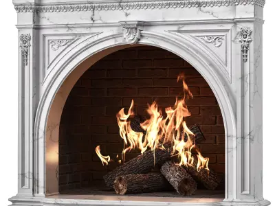 blk wood classical fireplace art 004 3D model