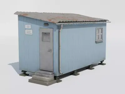 Forest Hut Blue Low-poly 3D model