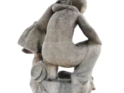 Two kids sculpture 3D model