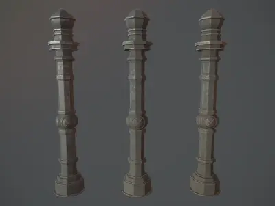 Barrier Bollard Pack 2 v1 Gray Three Texture Options Low-poly 3D model