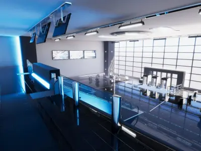  Business Center Lobby Interior Unity asset Low-poly 3D model