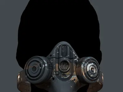 Gas mask helmet 3d model scifi Low-poly  Low-poly 3D model
