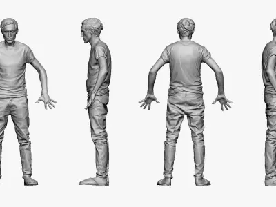 001163 man in red oxide shirt and tapochki Low-poly 3D model