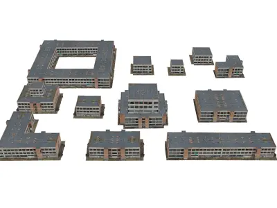  Abandoned Buildings Pack Low-poly 3D model