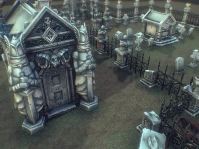 Cemetery Starter Set - Low Poly Hand Painted Low-poly 3D model