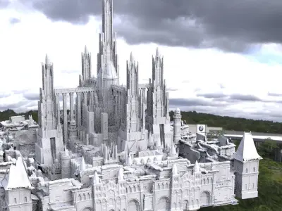 Babylon temple Huge with city garden lower city 3D model