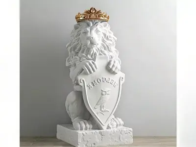 Plaster lion sculpture 3D model