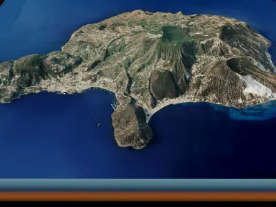 Lipari island 3d model terrain Low-poly 3D model