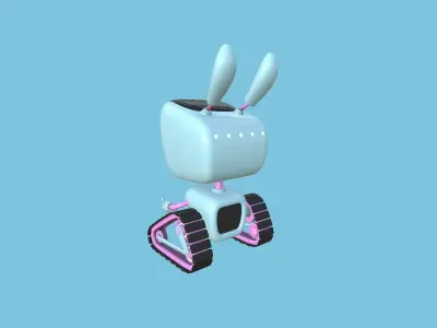Cute Robot 06 Pink Blue - Character Design Fashion Low-poly 3D model