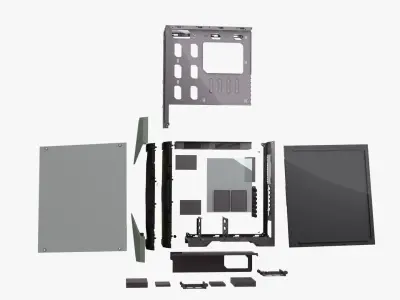 PC case rigged Low-poly 3D model
