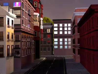 Modern city buildings pack Low-poly 3D model