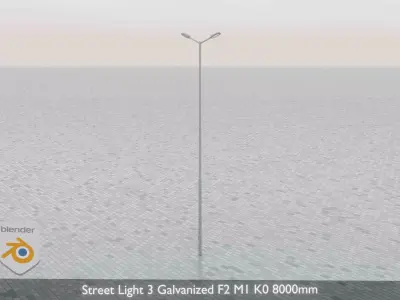 Street Light 3 Galvanized F2 M1 K0 8000mm Low-poly 3D model