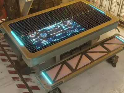 Science Fiction Table and Bench 3D model