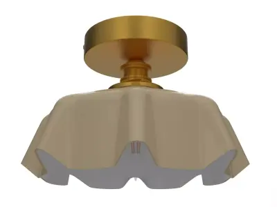 Vintage Brass Ceiling Light Fixture with Glass Shade  Low-poly 3D model