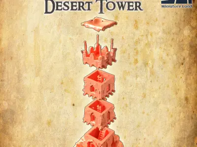 Abandoned Desert Tower Tabletop Terrain 28 mm 3D print model