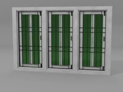 three pan old style window Free low-poly 3D model